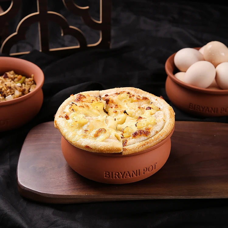 Ceramic Food Pot with Glazed Indian Clay Terracotta Biryani Pot