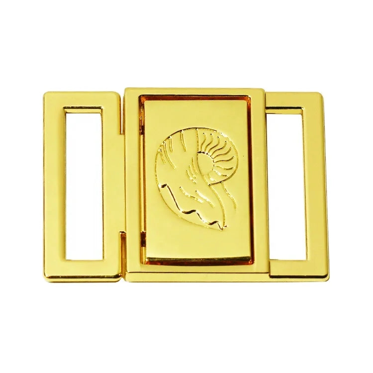 Custom Engraved logo Swimwear Accessory Zinc Alloy Gold Plated Bikini Buckle Adjuster for Clothes