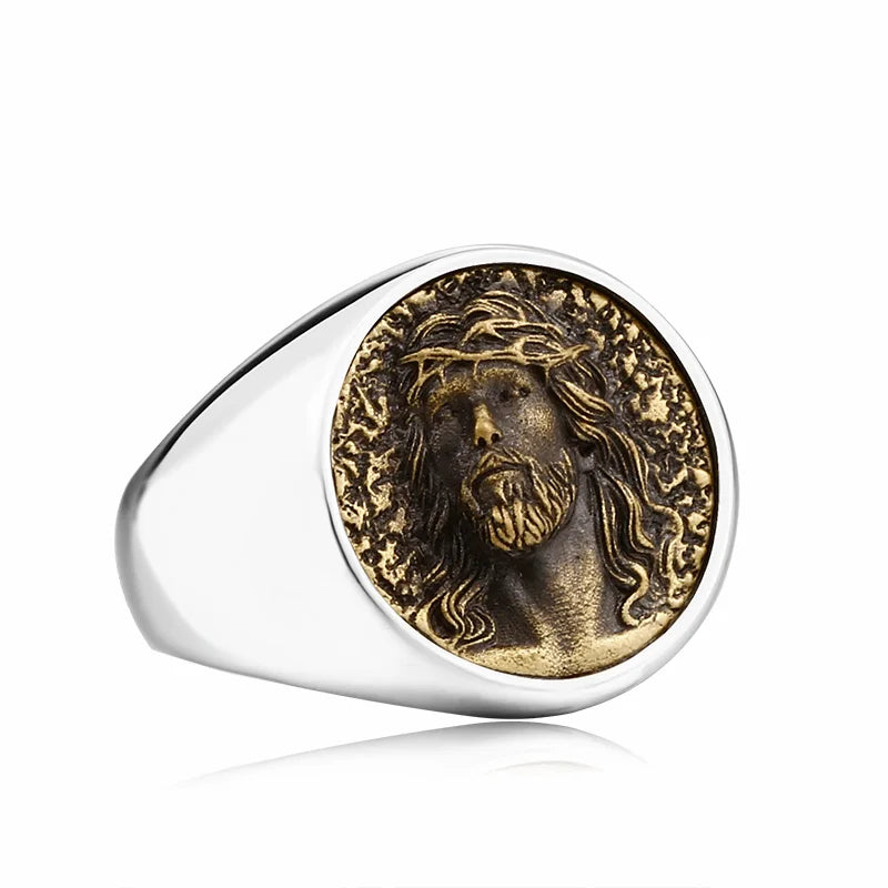 SS8-829R Steel Soldier  Son of God 316L Stainless Steel Men's Ring Vintage Catholic Christian Jesus Rings Punk Jewelry