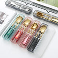 304 Stainless Steel Short Handle Tableware Spoon Chopsticks Two Pcs Set Outdoor Travel Portable Box Flatware Set Camping