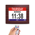Pros Alarms Dementia Clock Large 8" Wall Digital Calendar Day Clock for Vision Impaired Elderly Memory Loss With Weather Report