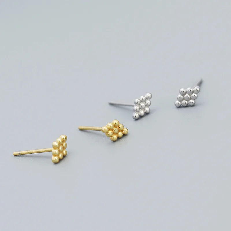 Fashion 925 Silver Gold Plated Ball Baed  Shape Cute Stud Earring Women Jewelry
