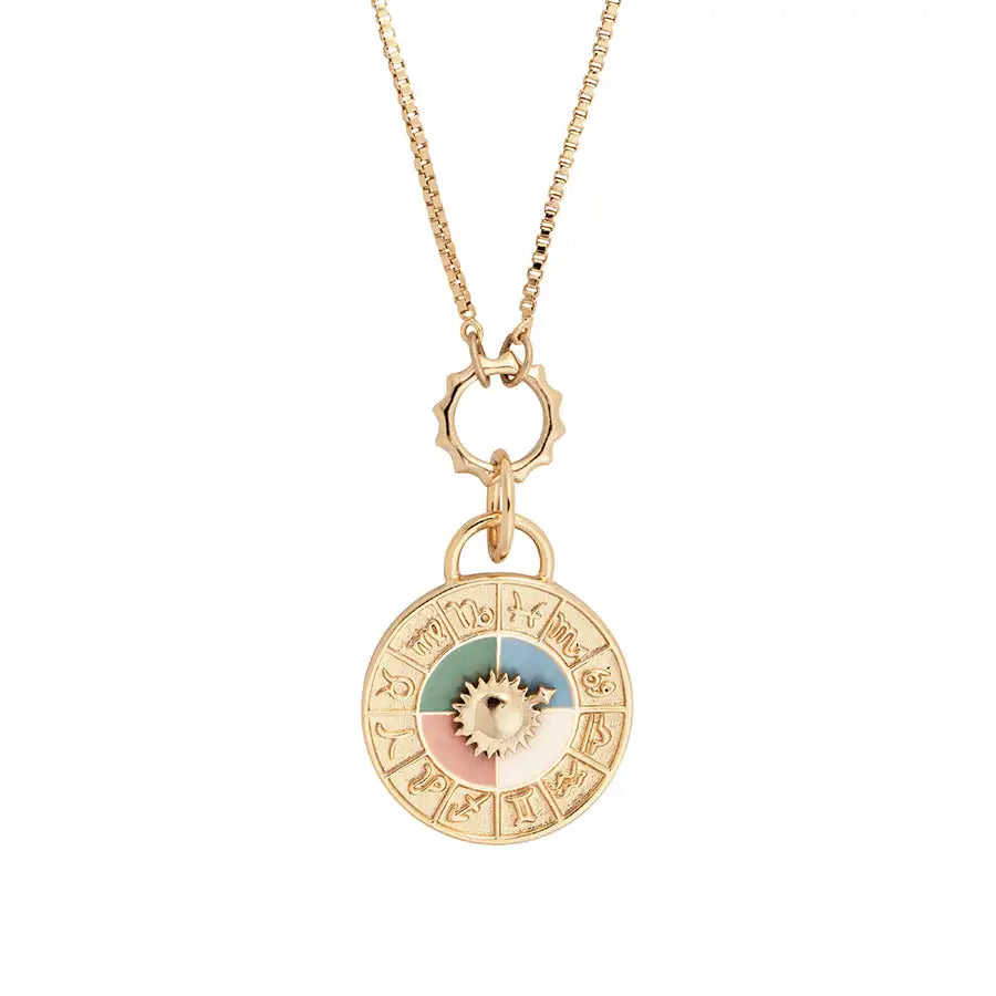 Laodun 18K Gold New Arrivals Fashion Necklace Revolving Pendant Zodiac Sundial Charm Brass Necklace Vermeil