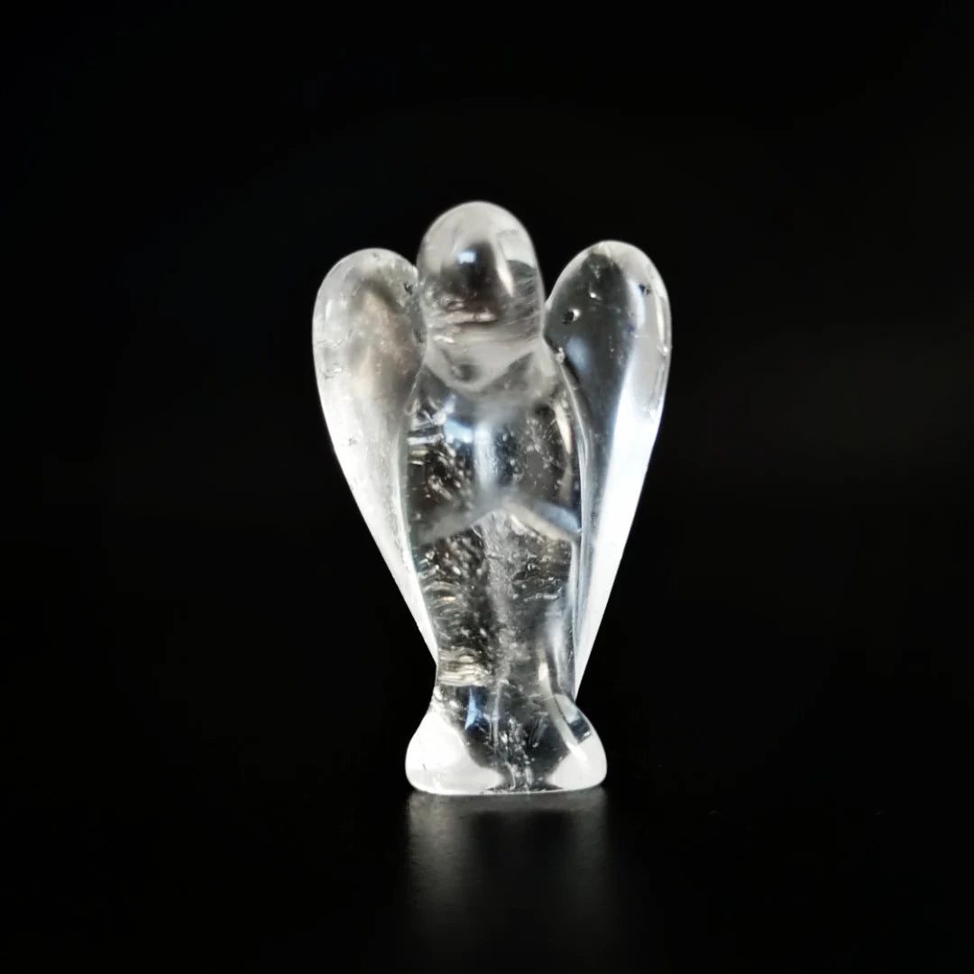 Huiying Wholesale 1.5 Inch Natural Small Crystal Clear Quartz Angel Gemstone Carving Crafts