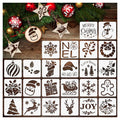 24Pcs Small Christmas Stencils 3x3 Inch for Painting on Wood SliceDIY Christmas Ornaments