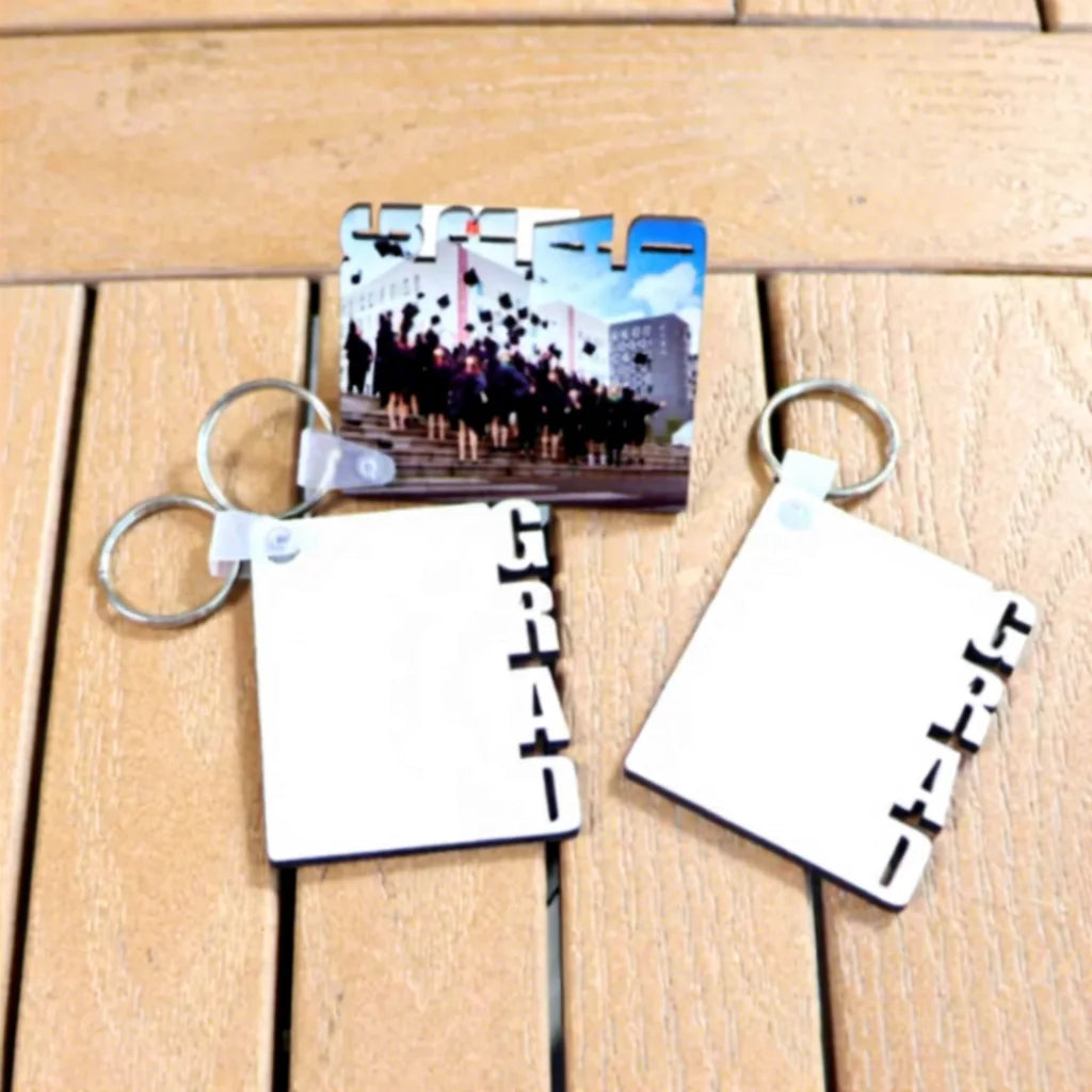 MDFSUB Eco-Friendly DIY Picture MDF Wood Keychain Printing Photo Gifts White Sublimation MOM DAD GRAD Blanks