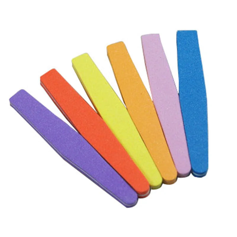 Buffer Diamond Shape Disposable 100/180 Straight Nail File Sandpaper Manicure Tool with Nail Sponge for Polish
