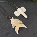 Hand Carved Buffalo Ox Bone Elephant Charms Yak Bone Tribal Maori Fish Pendant Hawaii Braided Rope Necklace for Men Women Gifts