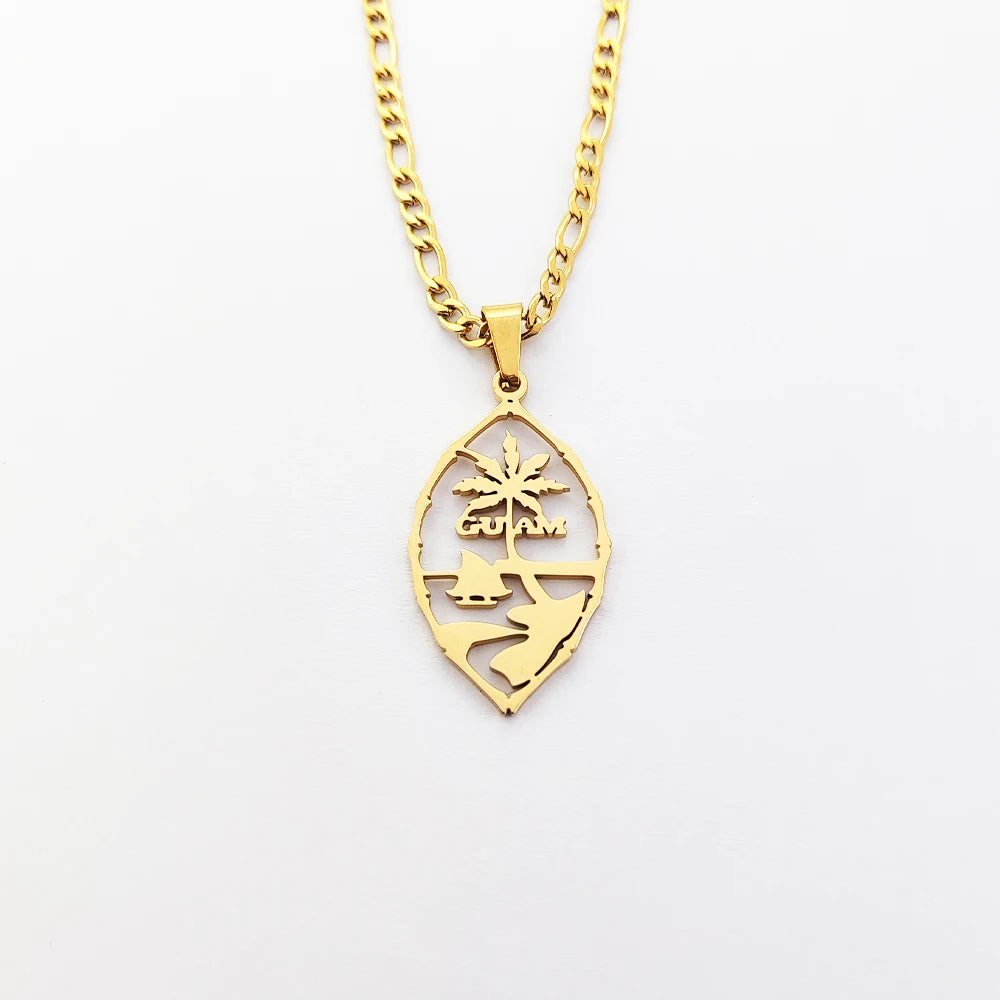 Fashion Jewelry Necklace Wholesale Stainless Steel Coconut Palm Guam Pendant Necklace for Women