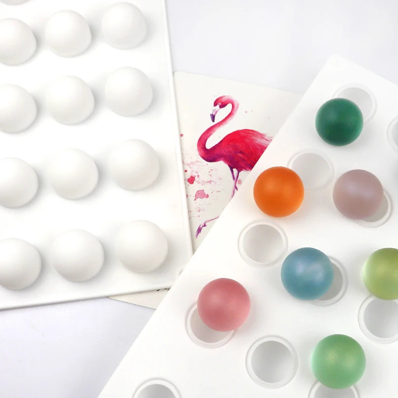 339  Factory Free Sample 15  Hole Half Ball Shape Small Size Silicon Resin Mold Silicon Chocolate Moulds Silicone Ice Cube Tray