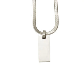 Couple's Trendy Stainless Steel Snake Bone Chain Necklace Smooth Rectangular Pendant with Customizable Style