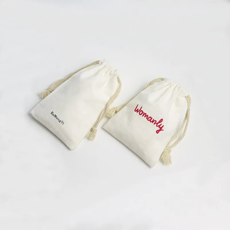 Cotton Canvas Bag Printed With Custom Logo Drawstring Bags Packing Jewelry Storage Outdoor Shopping Pouch Wholesale