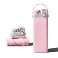 600ml Portable Collapsible Food Grade Silicone BPA Free Leak-proof Folding Travel Water Bottle Straw Eco-Friendly Minimalist