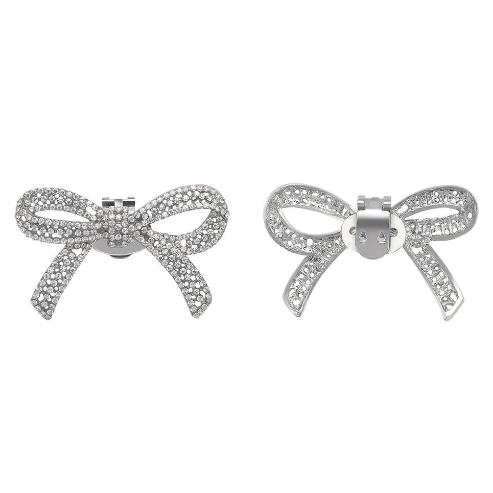 Removable Metal Accessories Buckles for Ladies Shoes Bow Shape Crystal Rhinestone Shoes Clip Accessories Wholesale
