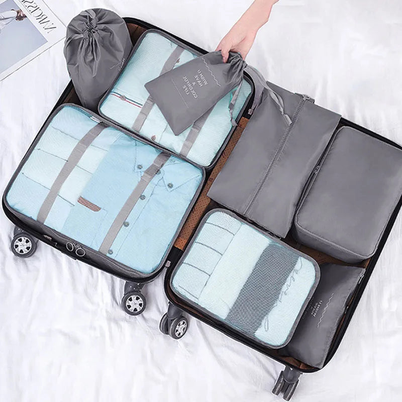 Customize Multi-functional Travel Storage Bag Waterproof 7/8pcs Set for Travel Clothing Shoes Cosmetics Luggage and Storage