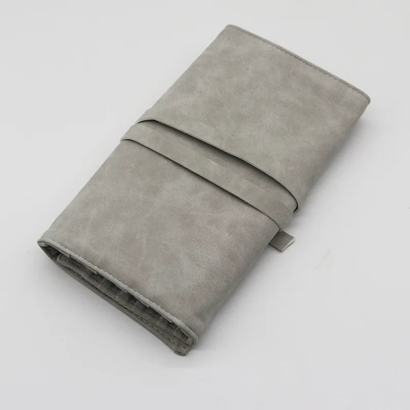 High Quality Custom Large PU Fashion Foldable Cosmetic Bag String Closure Bridesmaid Makeup Brush Holder Belt 14pcs Makeup Brush