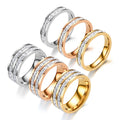 Wedding Engagement Female Women Trendy Fashion Jewelry Factory Wholesale 18k Gold Plated Stainless Steel Cz Rings With Zircon