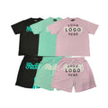 Men's Summer Bulk Custom Logo Short Sleeve Cotton T-Shirt Sets 100% Cotton 230 GSM Streetwear Two Piece Set