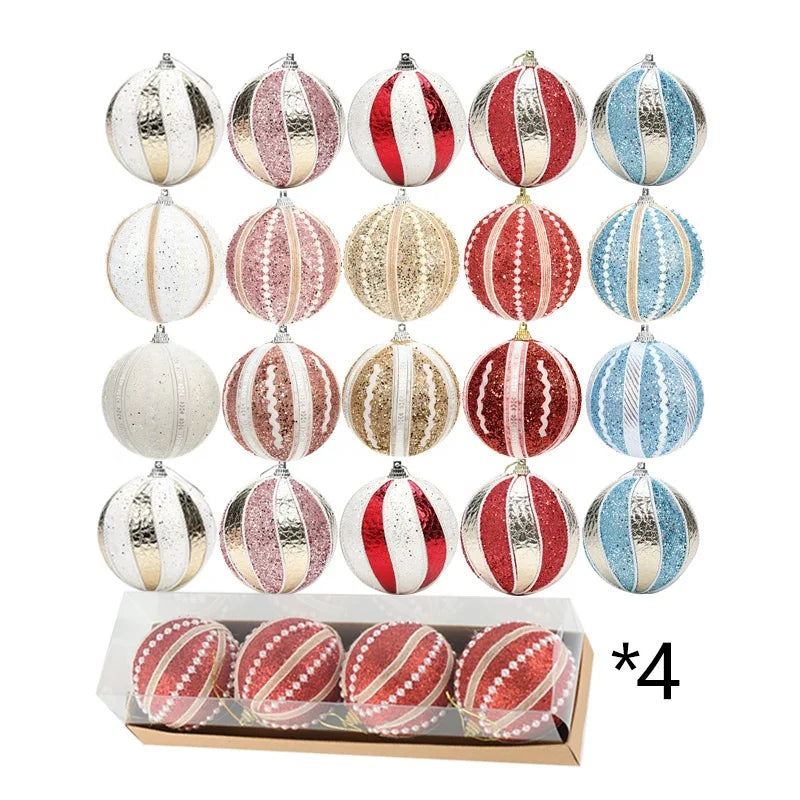 8cm Multi-color Christmas Tree Decoration Ornaments Christmas Thread Foam Christmas Balls