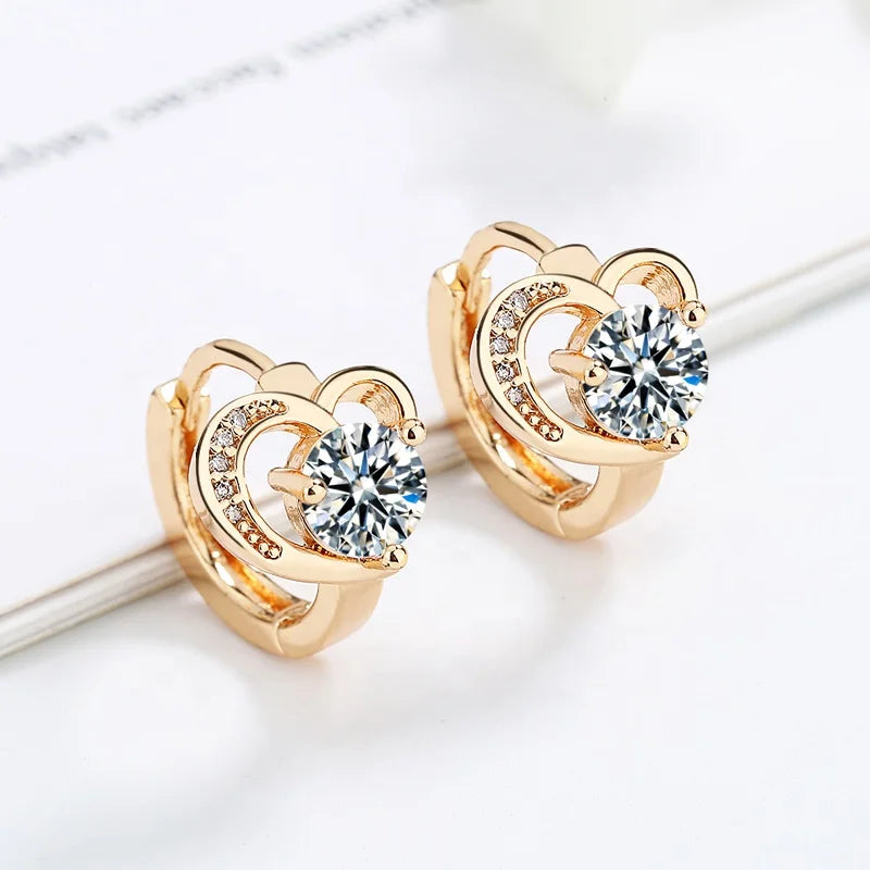 Wholesale Fashion Brass 14K 18K Gold Plated Chunky Cubic Zirconia Gemstone Huggie Hoop Earrings for Women
