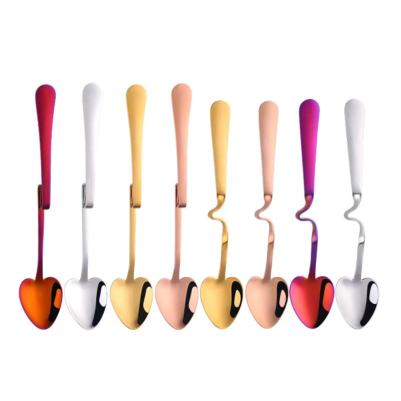 Heart Shape Metal Coffee Spoon Hanger 304 Stainless Steel Stirring Spoon