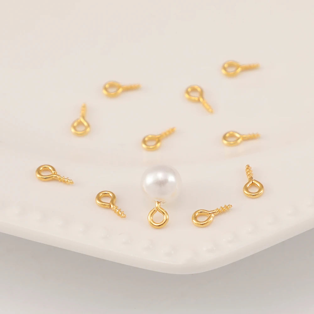 Plated Small Tiny Mini Eye Pins Copper Eyepins Hooks Clasps Hooks Thread Ball Head Pins Gold 18K Eyelets DIY Jewelry Making