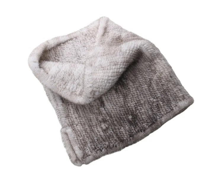 MWFur Hand Knit Square Pullover Mink Fur Shawl Wrap Women's Thickened Dense Mink Fur Shawl Shrug for Ladies