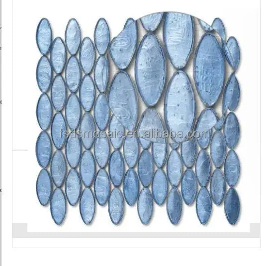 Wholesale Hot Sale Long Oval Pebble Glass Mosaic Tiles for Kitchen Backsplash Bathroom Wall and Floor Swimming  Pool Villa Hotel