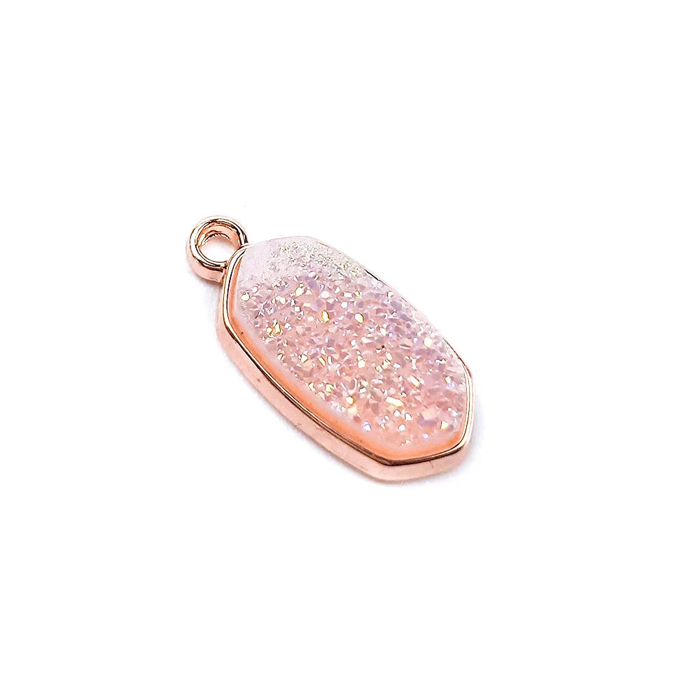 DIY Natural Stone Pendant Oval Druzy Crystal Pendant Gold Plated Crystal Pendant Jewelry Making Charm Folk Crafts