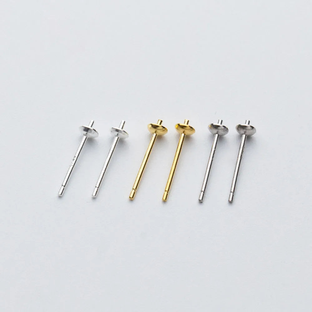 YUEMOON Wholesale Bulk Price 925 Sterling Silver Round Stud Earring Hook 18K Gold Plated Silver Color DIY Accessories Opp Bag