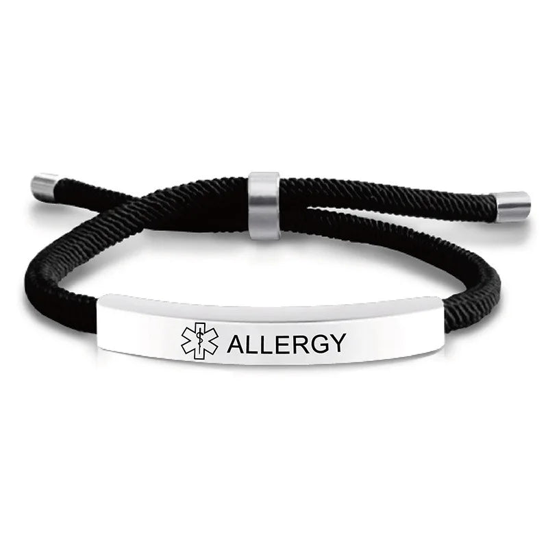 Free Engraving Medical Alert Bangles for Women Sport Waterproof Nylon Band Medical Disease Awareness Wristbands
