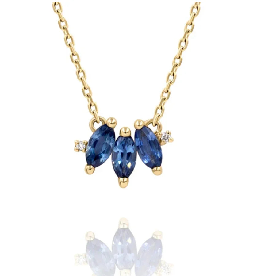Fashion Jewelry Necklace Colors CZ Sterling Silver 925 Sapphire CZ Chain Pendant Necklace for Women