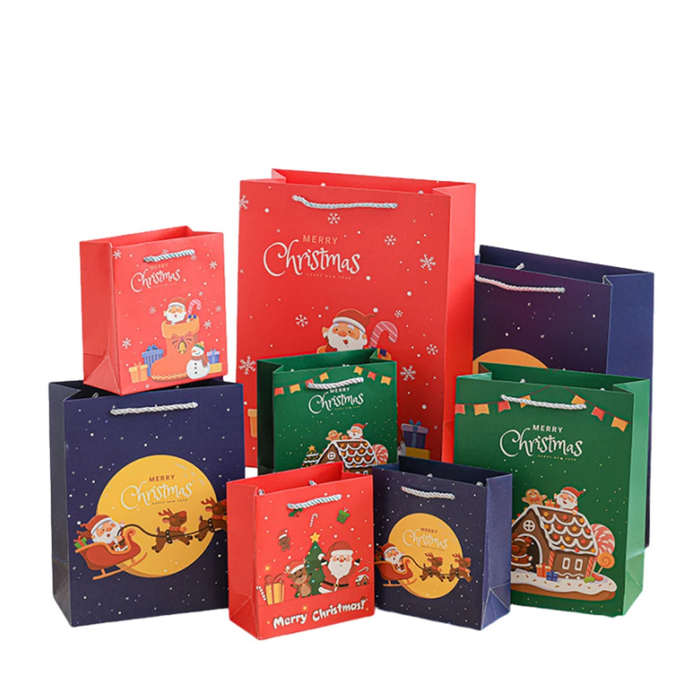 Customized Christmas Paper Bags for New Year Christmas Bags Paper With Window and Handle Stock