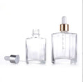 30ml 50ml 100ml Flat Square Rectangle Cosmetic Clear Glass Dropper Serum Essential Oil Bottle