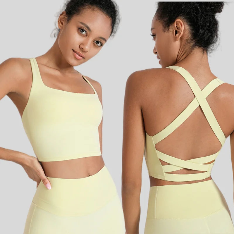 Cross Beauty Lightweight Breathable Shockproof Vest Women's Running Abdominal Exercise Sexy Sports Bra with Print Spandex