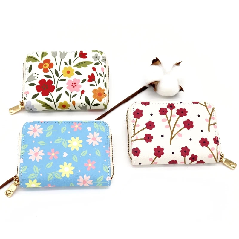 Factory Price Wallet Women Flower Ladies Purse Card Wallets Multi Function Phone Money Zip Bag PU Leather Purses
