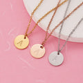 Tiny Round Disc Initial Necklace Gold Silver Plated Letters Name Choker Necklaces Pendants for Women Minimalist Jewelry Pendant