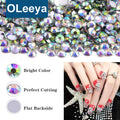 OLeeya Bulk Package Flatback Silver Bottom AB Crystal Strass Jelly Resin Non Hotfix Rhinestones for Nail Art Plastic Rhinestones