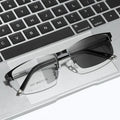 Custom Logo Retro Anti Blue Light Flat Photochromic Glasses New Light Sensitive PC Frame Men's Women's Color Changing Glasses