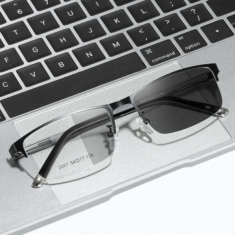 Custom Logo Retro Anti Blue Light Flat Photochromic Glasses New Light Sensitive PC Frame Men's Women's Color Changing Glasses