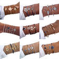 Hot Sell Retro Bohemian Chain Bracelet Flower Heart Shell Star Moon Bow Map Crystal Bead Bangle for Women Charm Jewelry