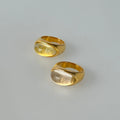 2024 New Arrivals Waterproof Transparent Resin Stone Ring Wide Stainless Steel Non Tarnish PVD 18k Gold Plated Rings YF4067