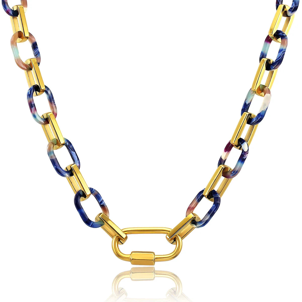 New Arrival Thick Square Link Chain Necklace Vintage Thick Choker Chain Fashion Lock Pendant Necklace
