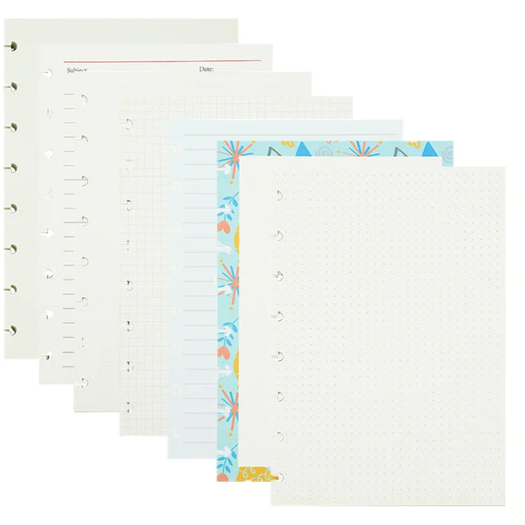 A5 Refill Inner Page Mushroom Hole Notebook Supplementary Paper Sheets 7 Formats Optional Refills for Disc Ring Notebook