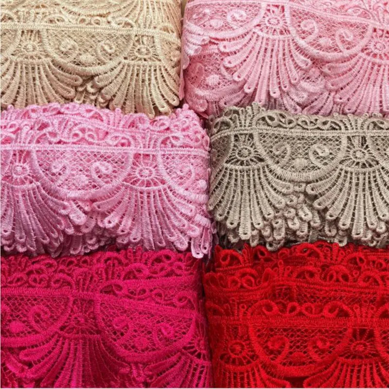 Low Price Custom New Colorful Polyester Embroidery Guipure Lace Trim Sewing Border Lace Trimming for Garment Dress