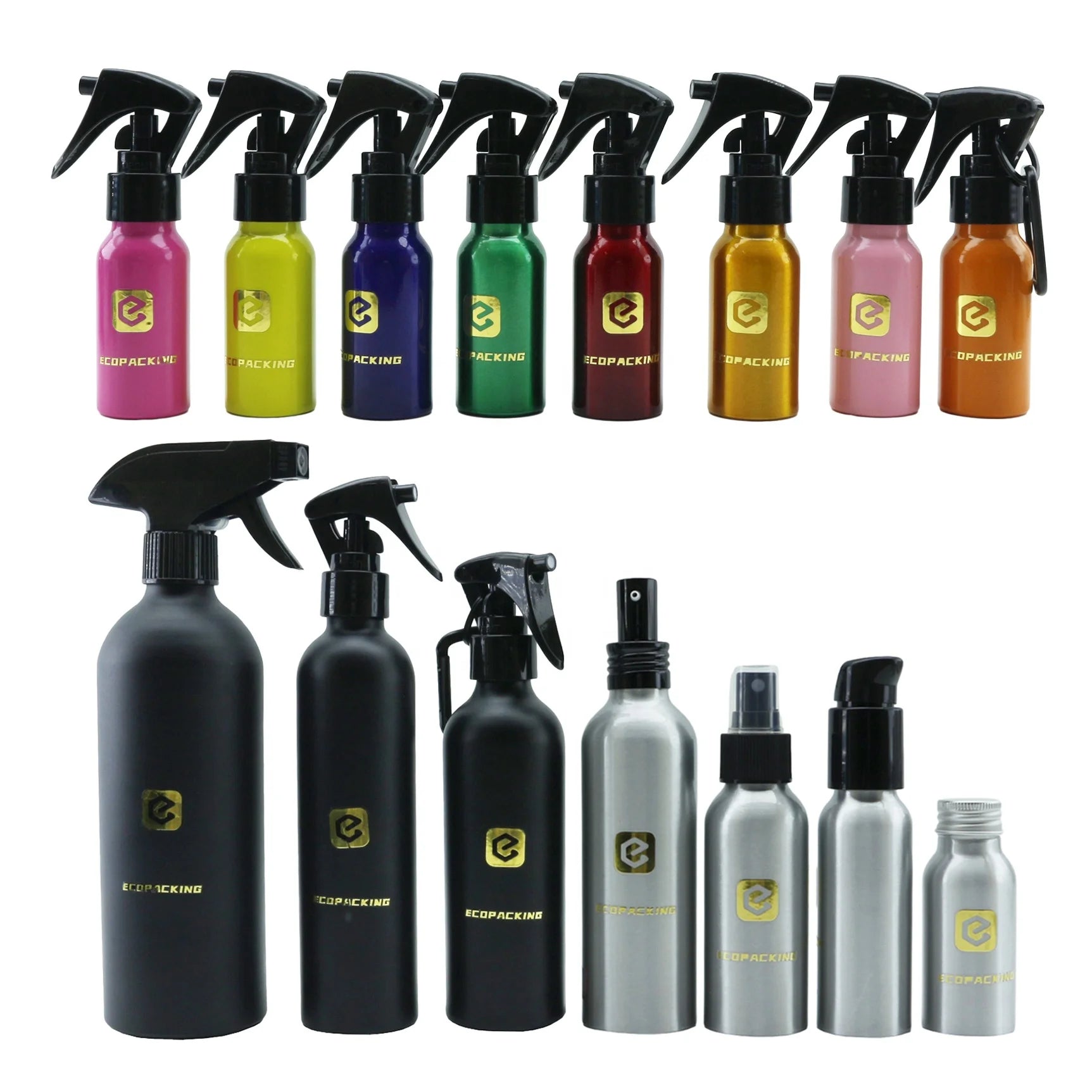 Custom Aluminum Bottle 30ml 50ml 60ml 100ml 120ml 150ml 200ml 250ml 500ml 1000ml Mist Spray Bottle with Pump for Shampoo C8888