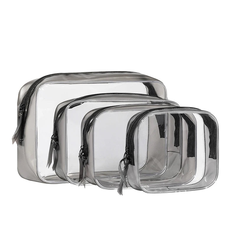 Portable PVC Waterproof Cosmetics Bag Modern Multi-Functional Transparent Travel Toiletry Makeup Organizer Bag (4 Sizes)