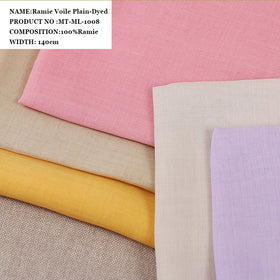 Wholesale of Plain Weave Clothing Fabric Dress and Pants Fabric Ramie Voile Plain Dyed Fabric