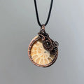 Natural Healing Stones Crystal Folk Crafts Handmade Wire Wrapped Cleoniceras Ammonite Shell Charm Pendant