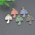 Unique Design Anti Fading Gold Plated Colorful CZ Pave Enamel Cute Mushroom Metal Charms Pendants for Jewelry Making